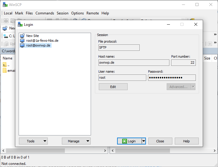 SFTP Verbindung mit Webserver herstellen