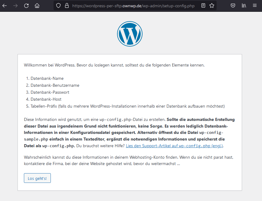 wordpress-installation-startseite